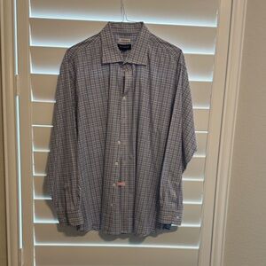 Jos. A. Bank Blue and White Plaid Casual Shirt